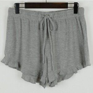 Weekend Soul Women's Small Gray Knit Ruffled Pajama Shorts
